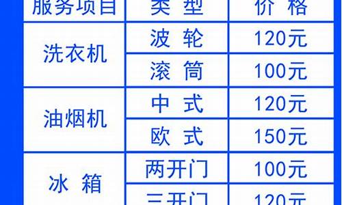 家电清洗价位表_专业家电清洗价格表